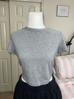 wild fable Gray Cropped Crewneck Tee